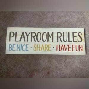 “Playroom Rules” Wall Decor Sign